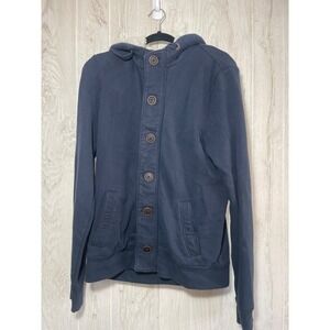 Y2K Hollister California Womens L blue button up Hoodie Sweatshirt Logo